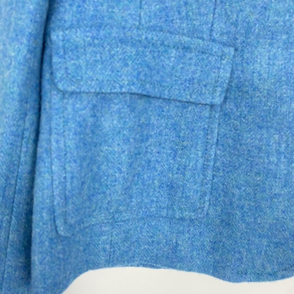 Talbots Blazer Womens 16 Petite Blue Wool Herringbone Tweed Lined Jacket Office - Picture 2 of 15